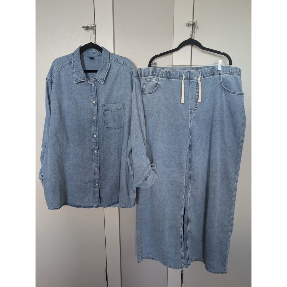 GAP Denim 2pc Denim Set Button-Up Shirt & Drawstring Jeans XXL Tall